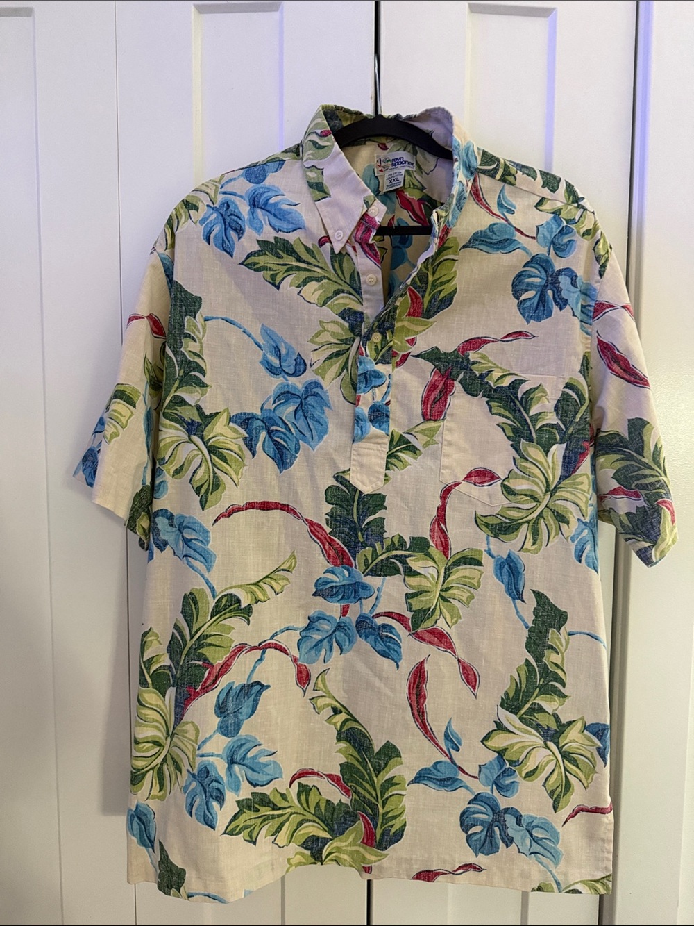reyn spooner Cream Hawaiian Floral Button-Down Shirt - men’s XXL